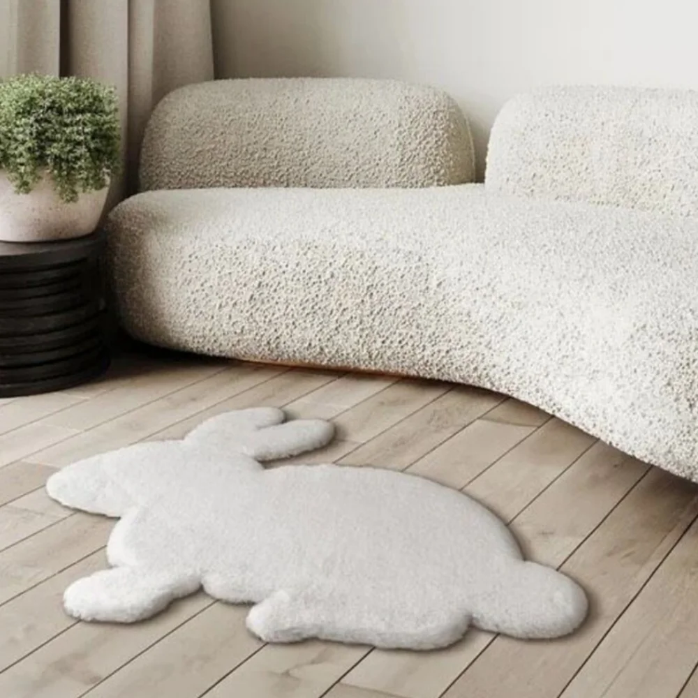 Mon Chateau Faux Fur Shaped Rug, bunny, nwt